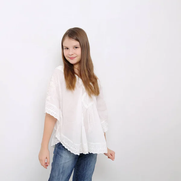 Studio Image Lovely Emotional Caucasian Teen Girl — Stock Photo, Image