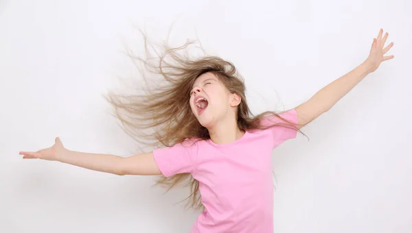 Studio Imagen Hermosa Chica Adolescente Caucásica Emocional — Foto de Stock