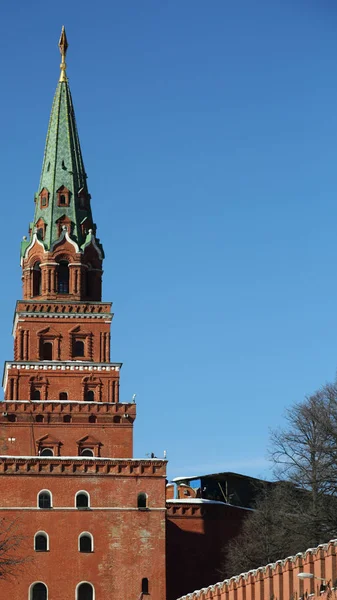 Vista Livre Kremlin Detalhes Fundo Aterro Kremlevskaya Dia Ensolarado Início — Fotografia de Stock