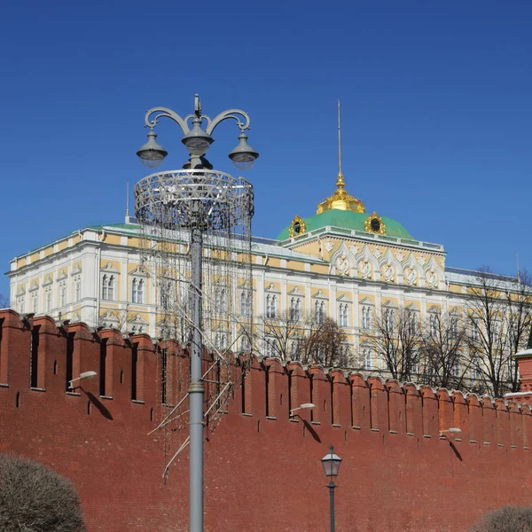 Utomhus Syn Kreml Detaljer Från Bakgrund Kremlevskaya Vallen Solig Dag — Stockfoto