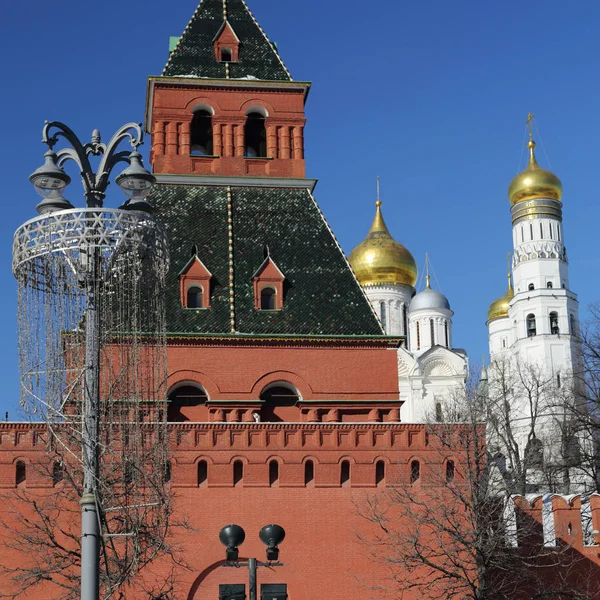 Vue Extérieure Sur Kremlin Détails Depuis Fond Remblai Kremlevskaya Début — Photo