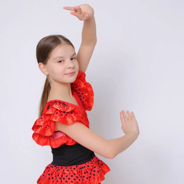 Estudio Imagen Adolescente Europea Como Bailarina Flamenca — Foto de Stock