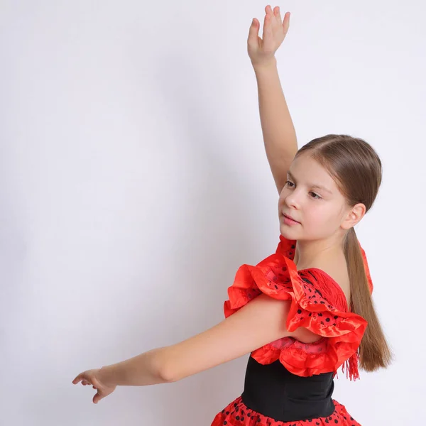 Studio Bild Europeiska Tonåring Flicka Som Flamencodansare Spanska — Stockfoto