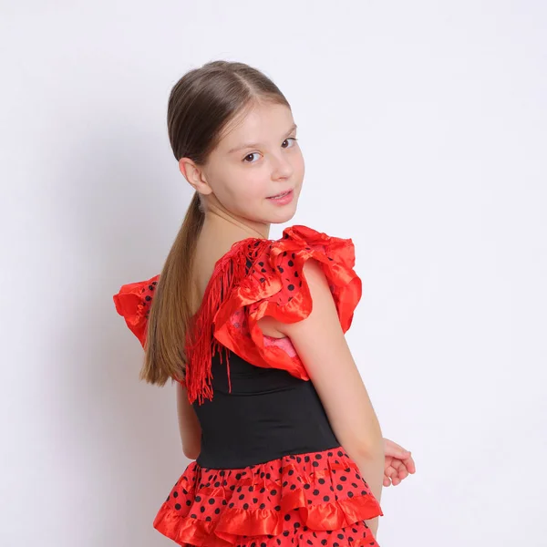 Studio Immagine Teen Girl Europea Come Ballerina Flamenco Spagnolo — Foto Stock