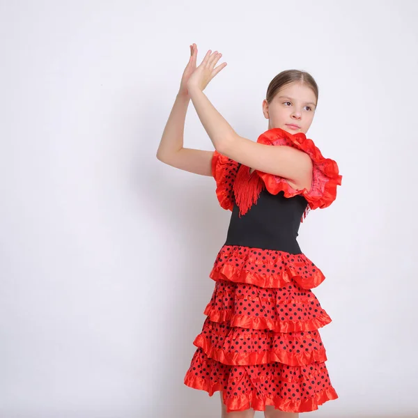 Studio Image Adolescente Européenne Comme Danseuse Flamenco Espagnole — Photo