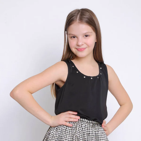 Beautirul Studio Portrait Caucasien Européen Adolescent Fille — Photo