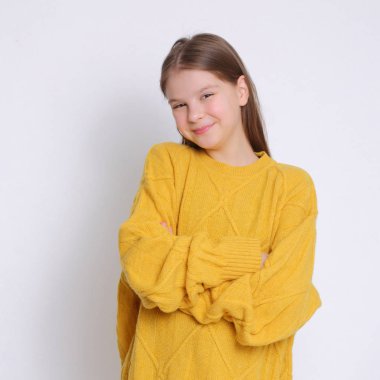 Beautiul studio Avrupa beyaz genç kız portresi