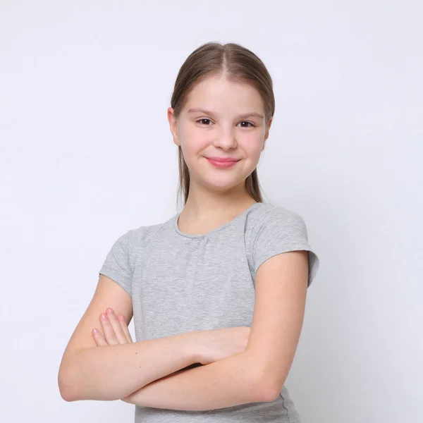 Belo Retrato Estúdio Menina Adolescente Caucasiana Europeia — Fotografia de Stock