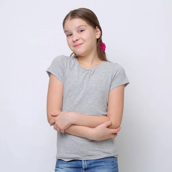 Estúdio Beautirul Retrato Menina Adolescente Caucasiana Europeia — Fotografia de Stock