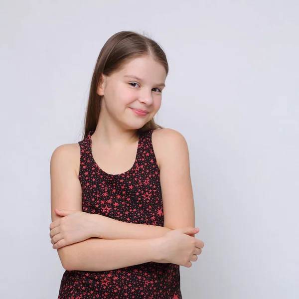 Retrato Estúdio Menina Adolescente Caucasiana Europeia — Fotografia de Stock