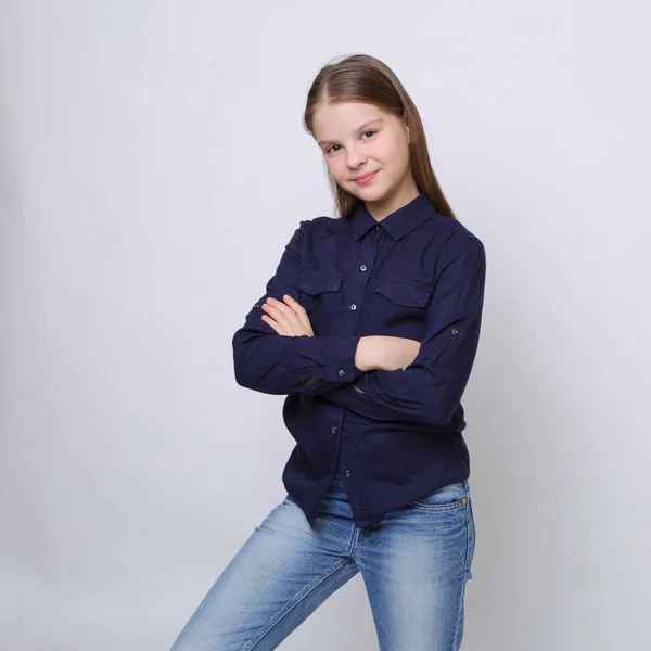 Studio Portrait Européen Caucasien Adolescent Fille — Photo