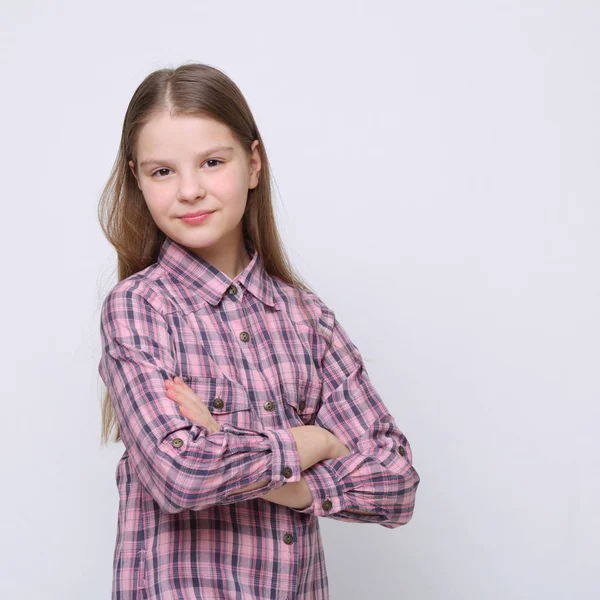 Studio Portret Van Europese Kaukasische Tiener Meisje — Stockfoto