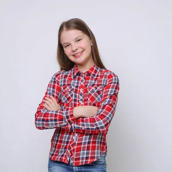 Estudio Retrato Europeo Caucásico Adolescente Chica —  Fotos de Stock