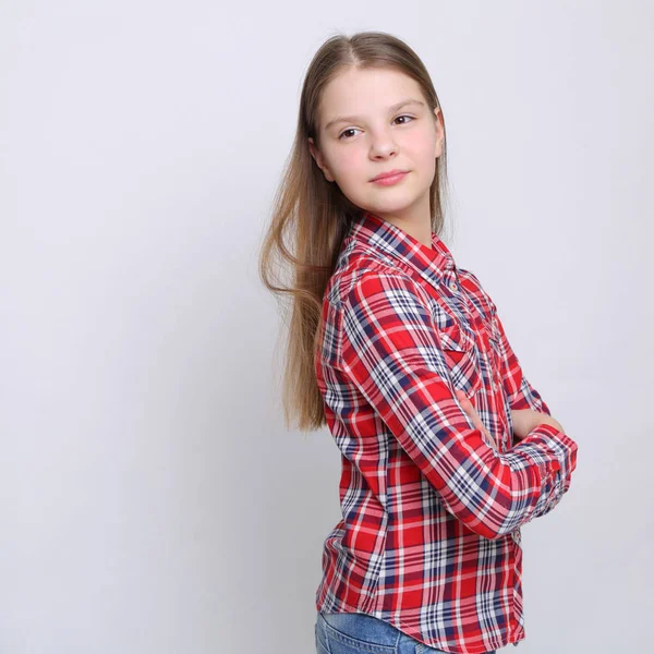 Studio Portrait Européen Caucasien Adolescent Fille — Photo