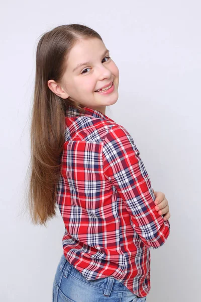 Retrato Estúdio Menina Adolescente Caucasiana Europeia — Fotografia de Stock