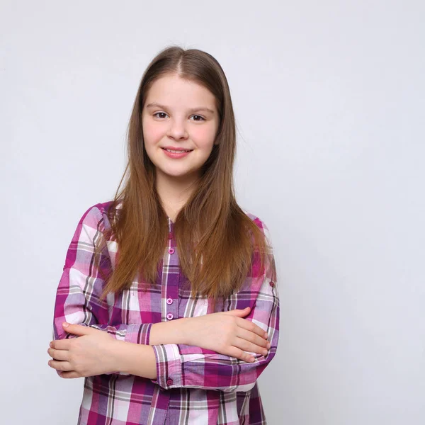 Estudio Retrato Europeo Caucásico Adolescente Chica —  Fotos de Stock