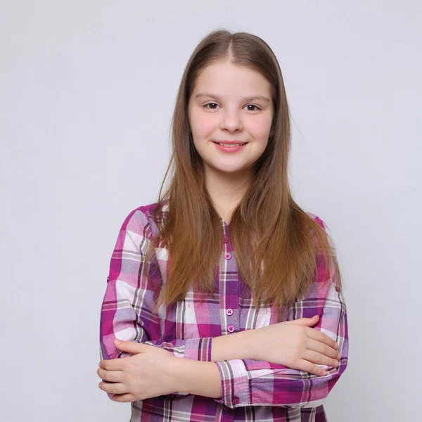 Studio Portrait Européen Caucasien Adolescent Fille — Photo