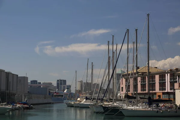 Genua Włochy Kwietnia 2018 Port Genui Genova Włochy Widok Morza — Zdjęcie stockowe