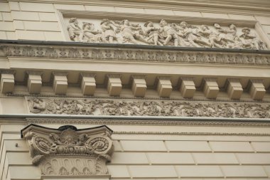 Moskova, Rusya - 30 Nisan 2018: Sanat ayrıntılarını Moskova'da Bolşoy Tiyatrosu.