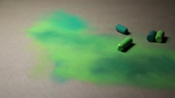 工作空间纹理背景 艺术家的工作与绿色软膏 — 图库视频影像