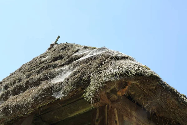 Slaměná Střecha Tradičním Dřevěném Domě Polsku — Stock fotografie