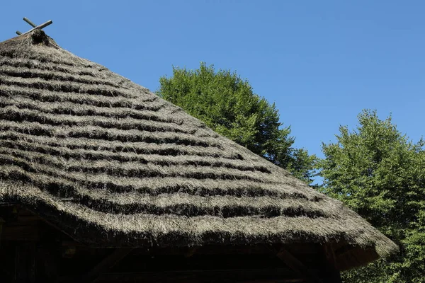 Techo Paja Casa Madera Tradicional Polonia — Foto de Stock