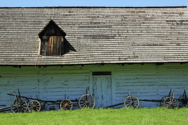 Casas Tradicionales Madera Polonia Casas Antiguas Auténticas Históricas País Edificios —  Fotos de Stock