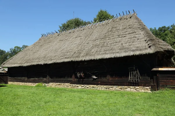 Casas Tradicionales Madera Polonia Casas Antiguas Auténticas Históricas País Edificios — Foto de Stock