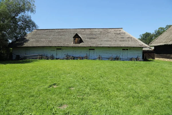 Casas Madeira Tradicionais Polônia Casas Antigas Autênticas Históricas País Edifícios — Fotografia de Stock