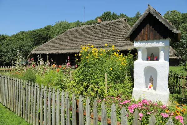 Casas Madeira Tradicionais Polônia Casas Antigas Autênticas Históricas País Edifícios — Fotografia de Stock