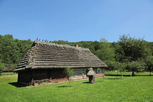 Casas Tradicionales Madera Polonia Casas Antiguas Auténticas Históricas País Edificios — Foto de Stock