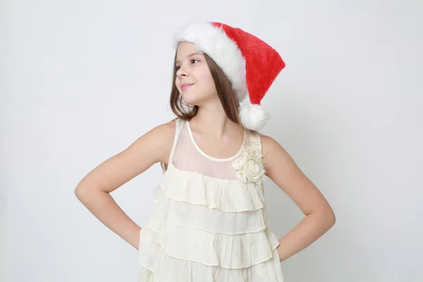 Stúdió Képe Kaukázusi Kicsit Miss Santa — Stock Fotó