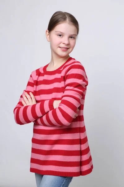 Beautirul Estudio Retrato Europeo Caucásico Adolescente Chica — Foto de Stock