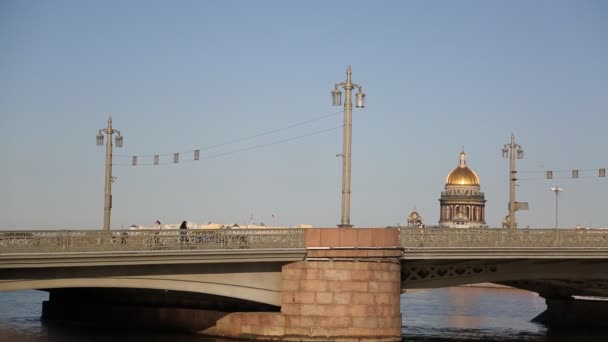 Bridge Isaac Cathedral Szentpétervár Oroszország — Stock videók