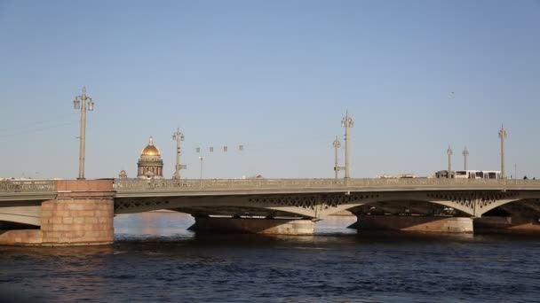 Köprü Isaac Katedrali Saint Petersburg Rusya — Stok video