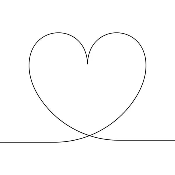 Línea continua dibujo corazón, Negro y blanco vector minimalista ilustración del concepto de amor — Vector de stock