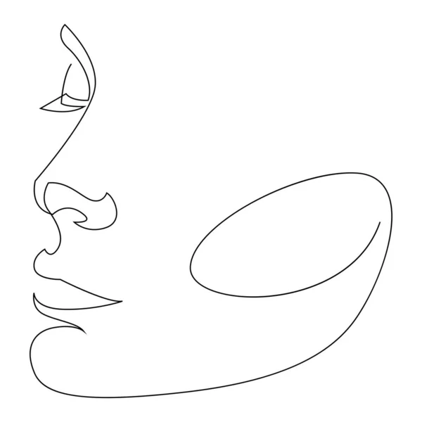 Diseño de retrato de mujer o niña de una línea. Peinado, concepto de moda, minimalista de belleza de mujer, ilustración vectorial para camiseta, estilo gráfico de impresión de diseño de eslogan — Vector de stock