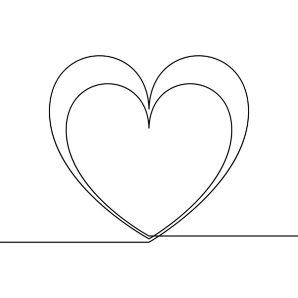 Continuous line drawing of one heart or two hearts, Black and white vector minimalist illustration of love concept — Stock Vector