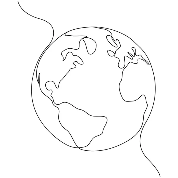 Un monde de style ligne. Minimal style globe Terre dessin. Vecteur de style minimaistique moderne simple . — Image vectorielle