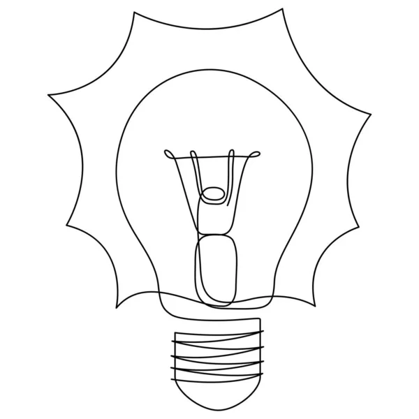 Una linea disegno lampadina simbolo idea. Stile linea continua. Illustrazione vettoriale . — Vettoriale Stock