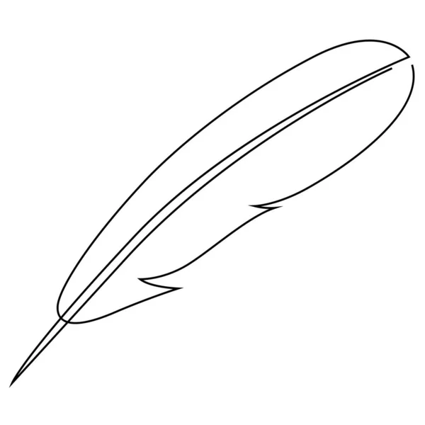 Einzelne durchgehende Strichzeichnung von Feder oder Federkiel. Retro-Handschrift Konzept eine Linie zeichnen Design-Illustration. Vektor — Stockvektor