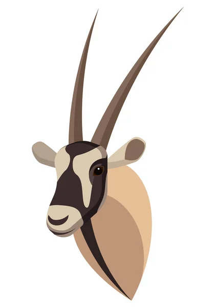 Portret gazeli Oryx wykonany w unikalnym prostym stylu kreskówki. Szef antylopy gemsbok. Izolowana ikona dla Twojego projektu — Wektor stockowy
