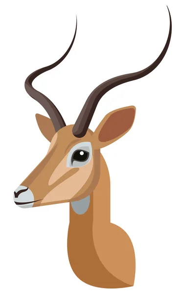 Impala portret wykonany w unikalnym prostym stylu kreskówki. Głowa afrykańskiej gazeli lub antylopy. Izolowana ikona stylizowana artystycznie dla Twojego projektu — Wektor stockowy