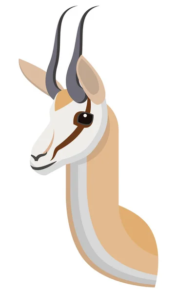 Retrato Springbok feito em estilo cartoon simples único. Chefe da gazela africana ou antílope. Ícone estilizado artístico isolado para o seu design — Vetor de Stock