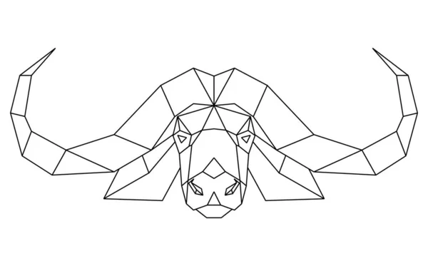 Cabeça poligonal abstrata de touro africano, búfalo de cabo. Ilustração geométrica. Vetor — Vetor de Stock