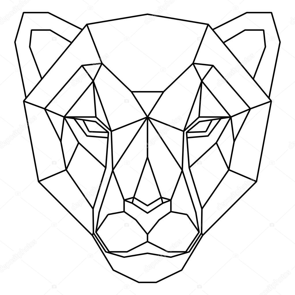 Abstract polygonal head of cheetah. Geometric illustration. Vector.