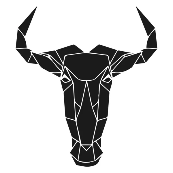 The black geometric head of blue wildebeest, african bull or antelope. Polygonal abstract animal of Africa Vector Graphics