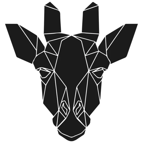 Czarna, geometryczna głowa żyrafy. Wielokątne abstrakcyjne zwierzę Afryki — Wektor stockowy