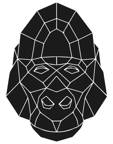 Der schwarze geometrische Kopf des Gorillas. polygonales abstraktes Tier aus Afrika — Stockvektor