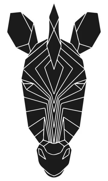 斑马的黑色几何头。 非洲的多边形抽象动物 — 图库矢量图片